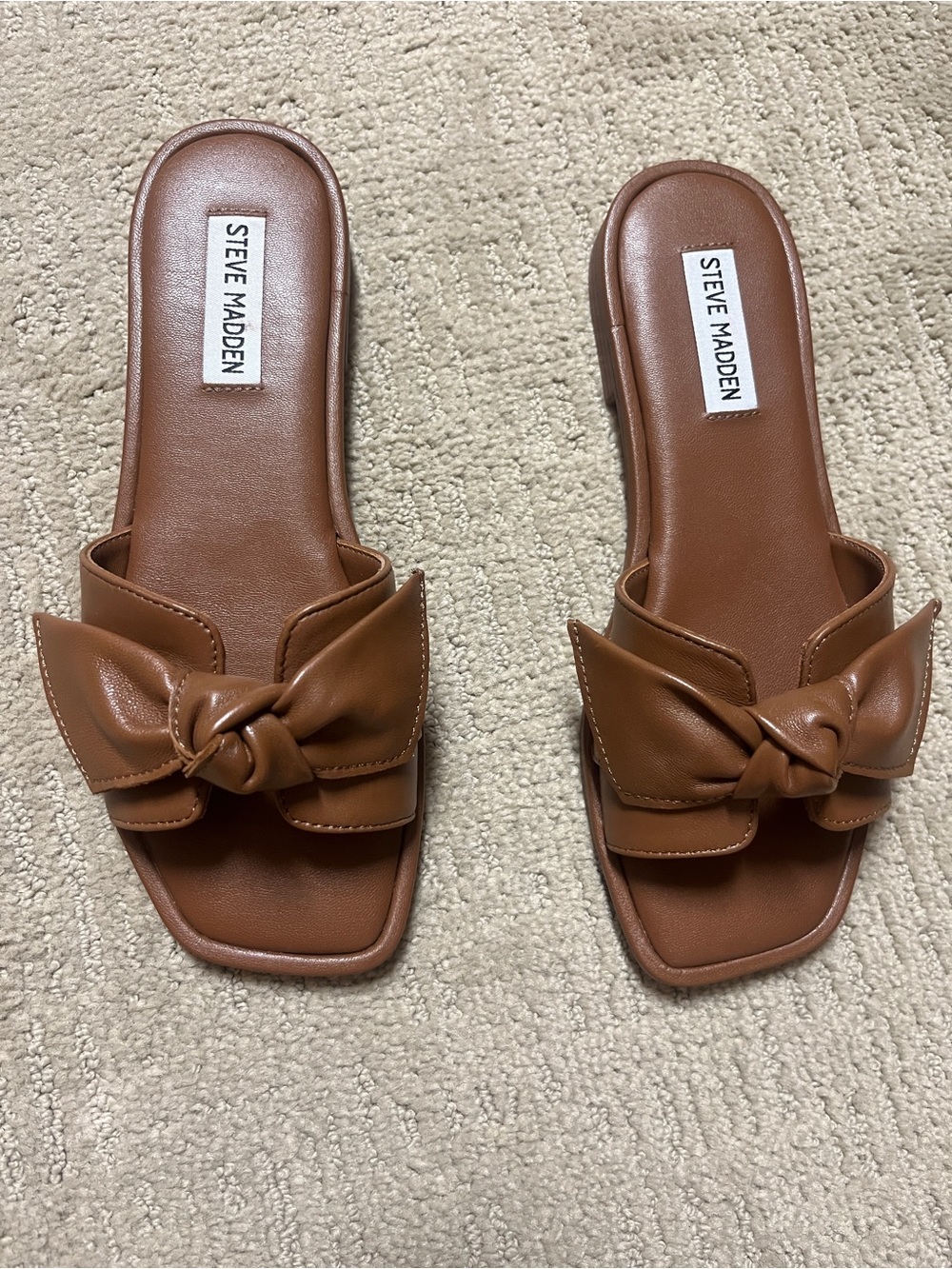 Steve Madden Tan Knotted Slide Mules Size 7